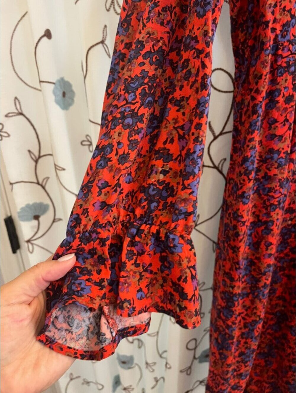 NWOT | H&M | 14 | Floral Faux Wrap Ruffle Midi Dress - Picture 5 of 10
